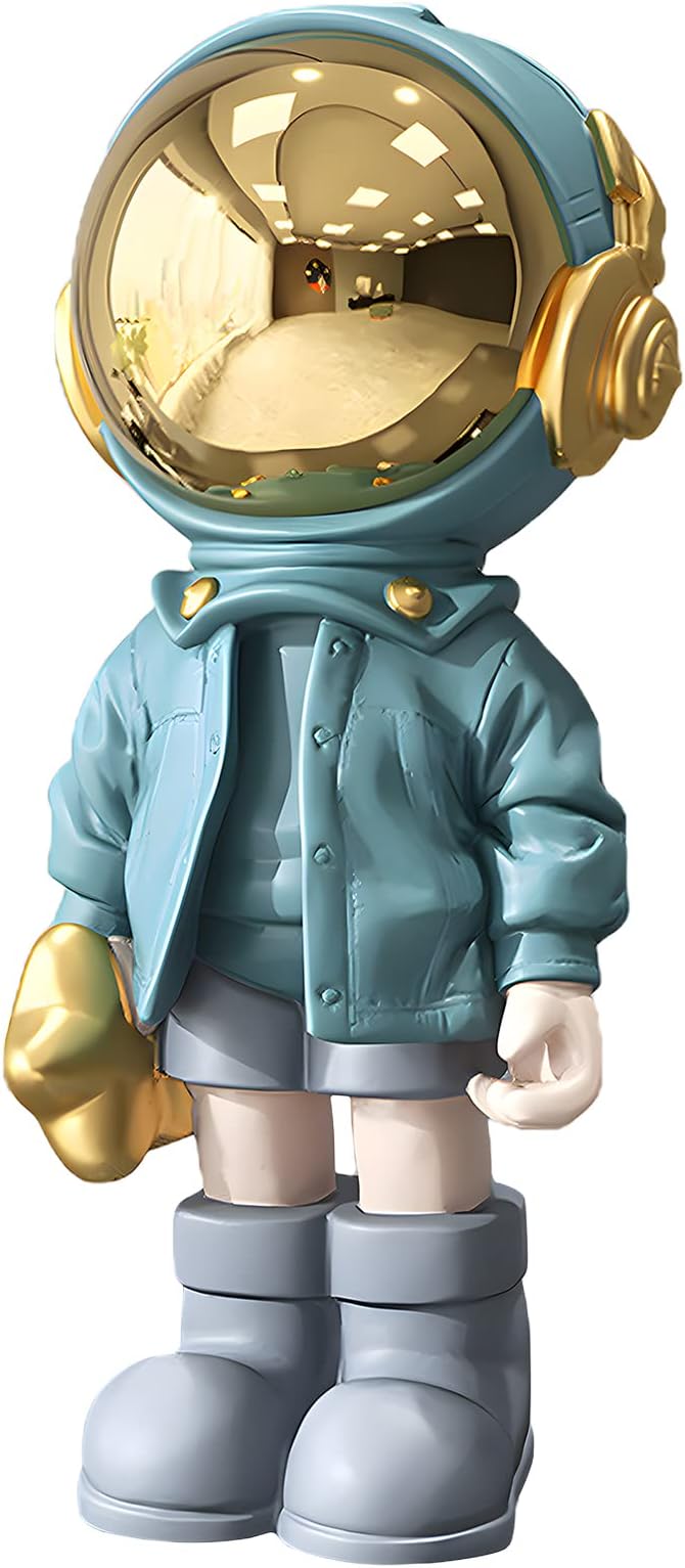 Astronaut Statues Spaceman Sculpture Polyresin Arts Gifts Light Blue Figurine Ornament Room Decor for Men,Home and Crafts Desktop Accessories Tabletop Decoration, Living Room, Office, Bookshelf
