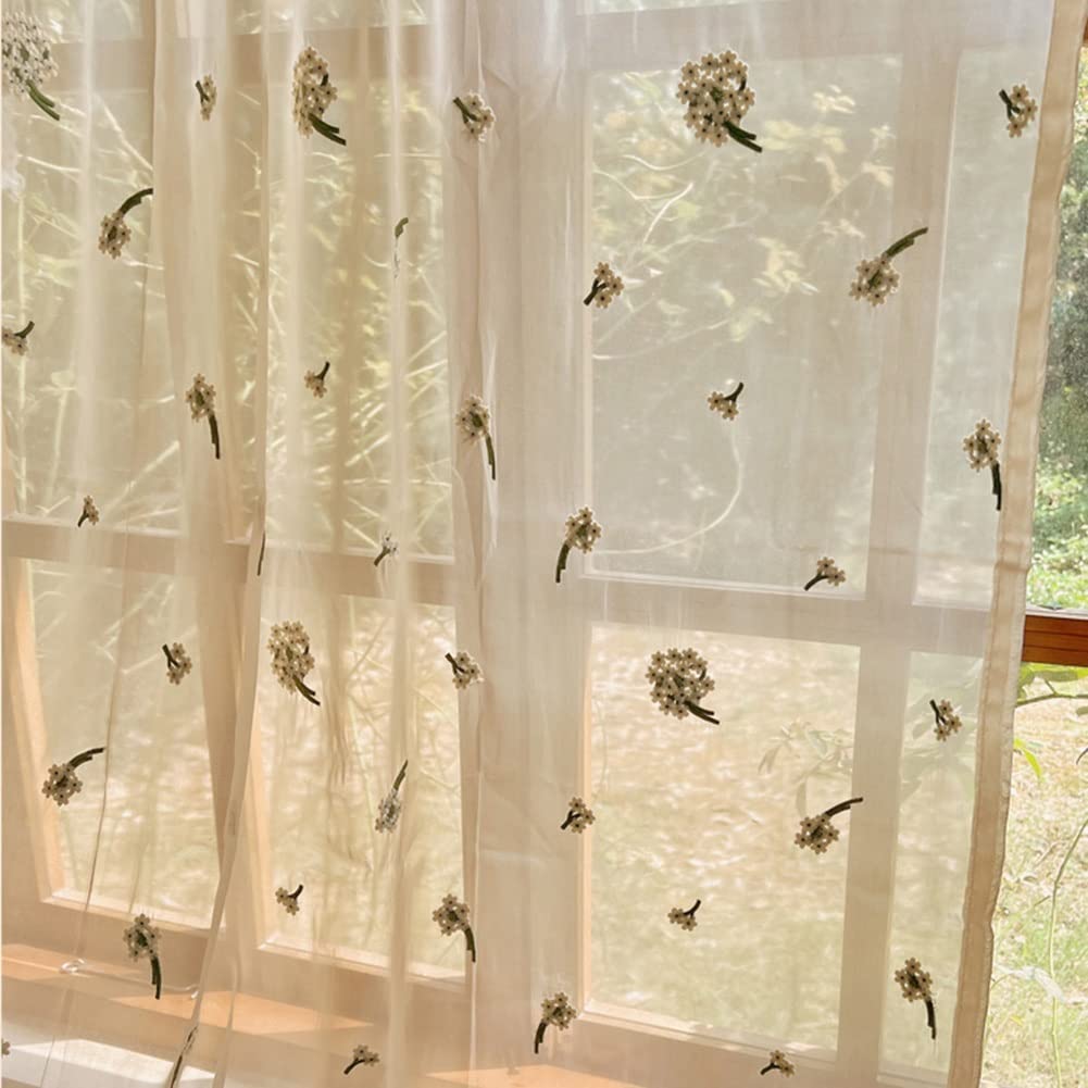 Tenda In Voile Di Lusso Con Ricamo Floreale – Pannello Singolo 101,6x213,4 Cm – Per Soggiorno, Camera Da Letto – Asta Tascabile – Elegante E Romantica - 2