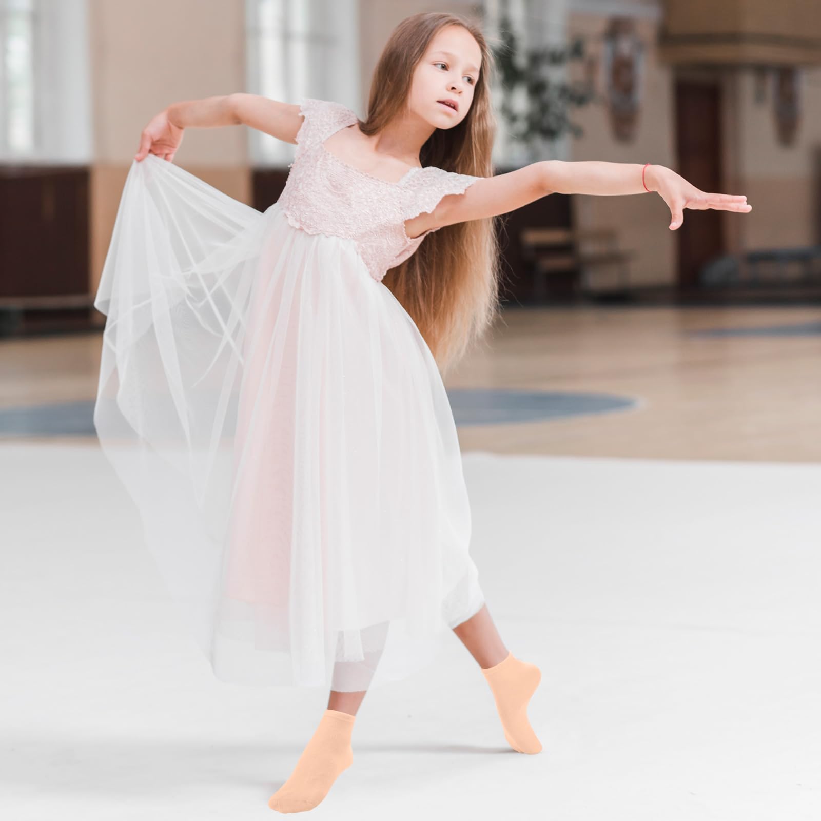 Lot de 4 paires de chaussettes de ballet pour filles et femmes, 100 % nylon sans couture, chaussettes de danse extensibles pour ballet, jazz, yoga