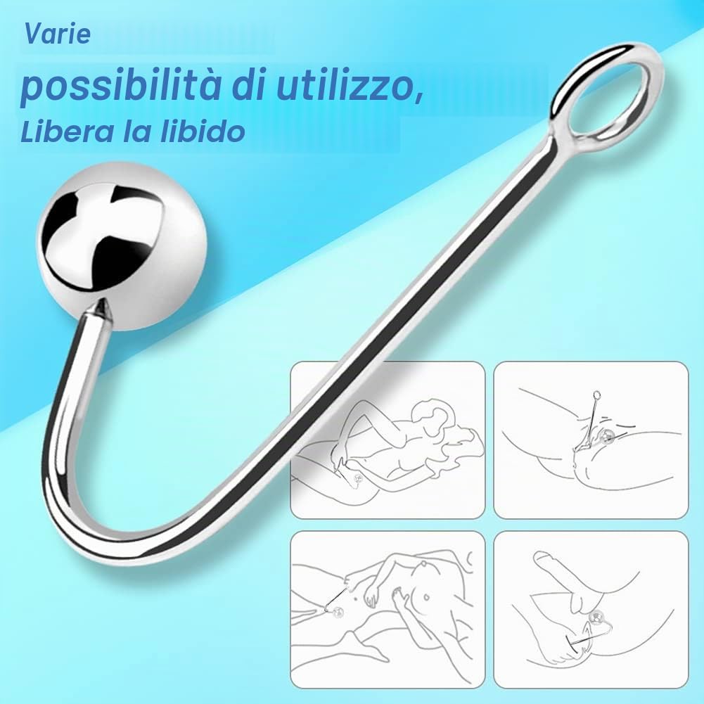Roluck Plug Anale Da Uomo Gancio Anale Con 2 Sfere Intercambiabili in Acciaio Inox Anal Hook Anal Gancio Per Uomini E Donne Giocattolo Anale