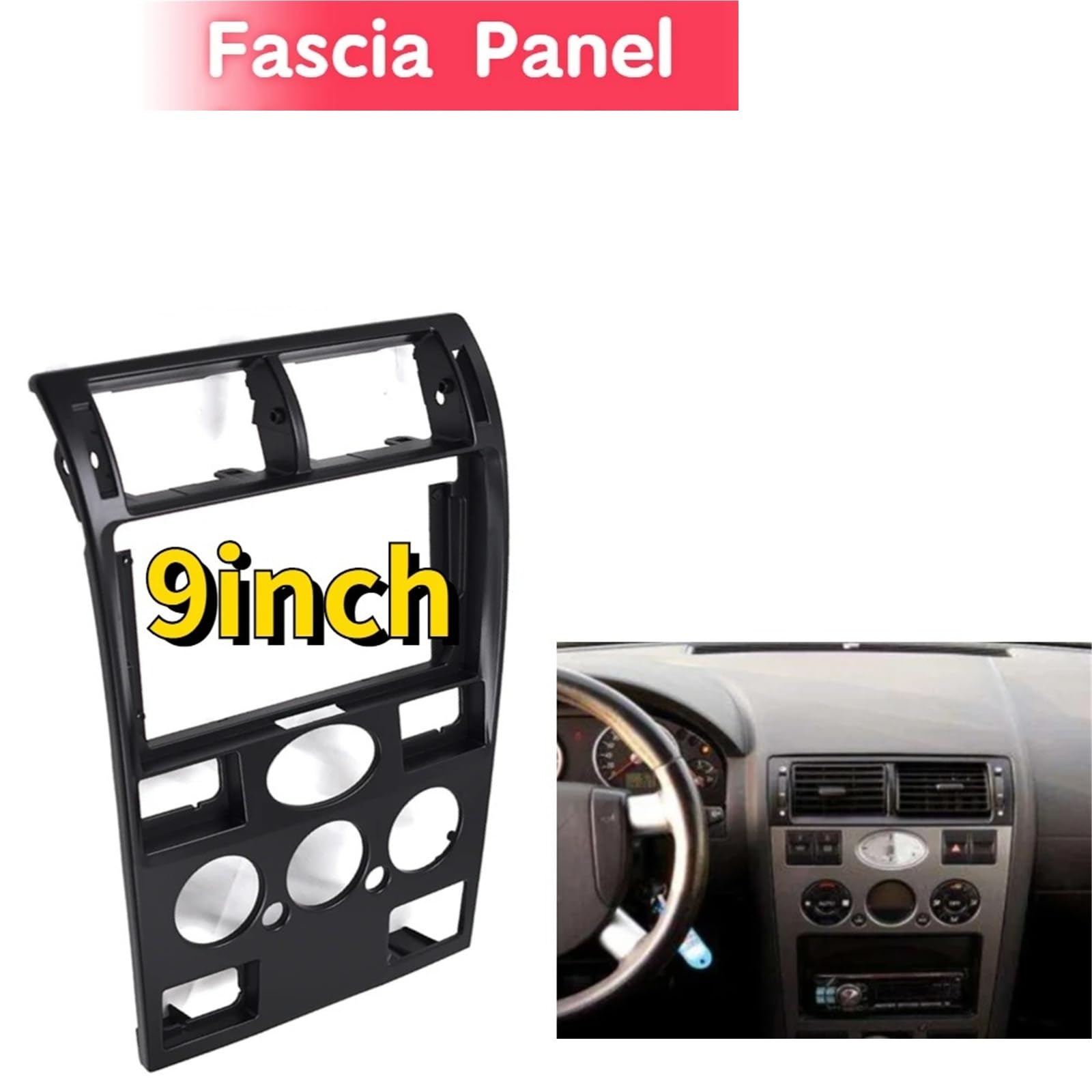 Cadre Audio De Voiture 2 Din 9 Pouces, Supports Panneau Navigation Radio GPS pour Ford pour Mondeo Sedan 2000 – 2003 Cadre Panneau D'autoradio