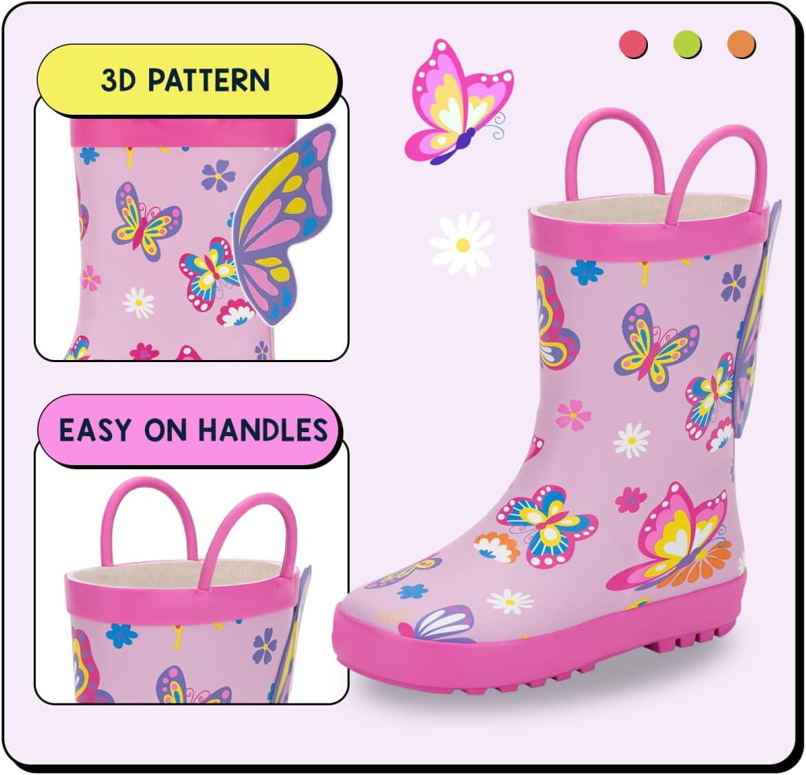 子ども用長靴のおすすめ人気ランキング【2026年2月】 | マイベスト EUXTERPA 幼児 レインブーツ 男の子 女の子 防水 キッズ プリント ゴムブーツ 着脱簡単 ハンドル