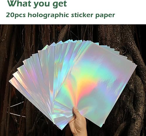 Miniatura 7 de AWEELON 20 piezas holográficas papel de vinilo imprimible etiqueta de papel para impresora láser de inyección de tinta tamaño A4