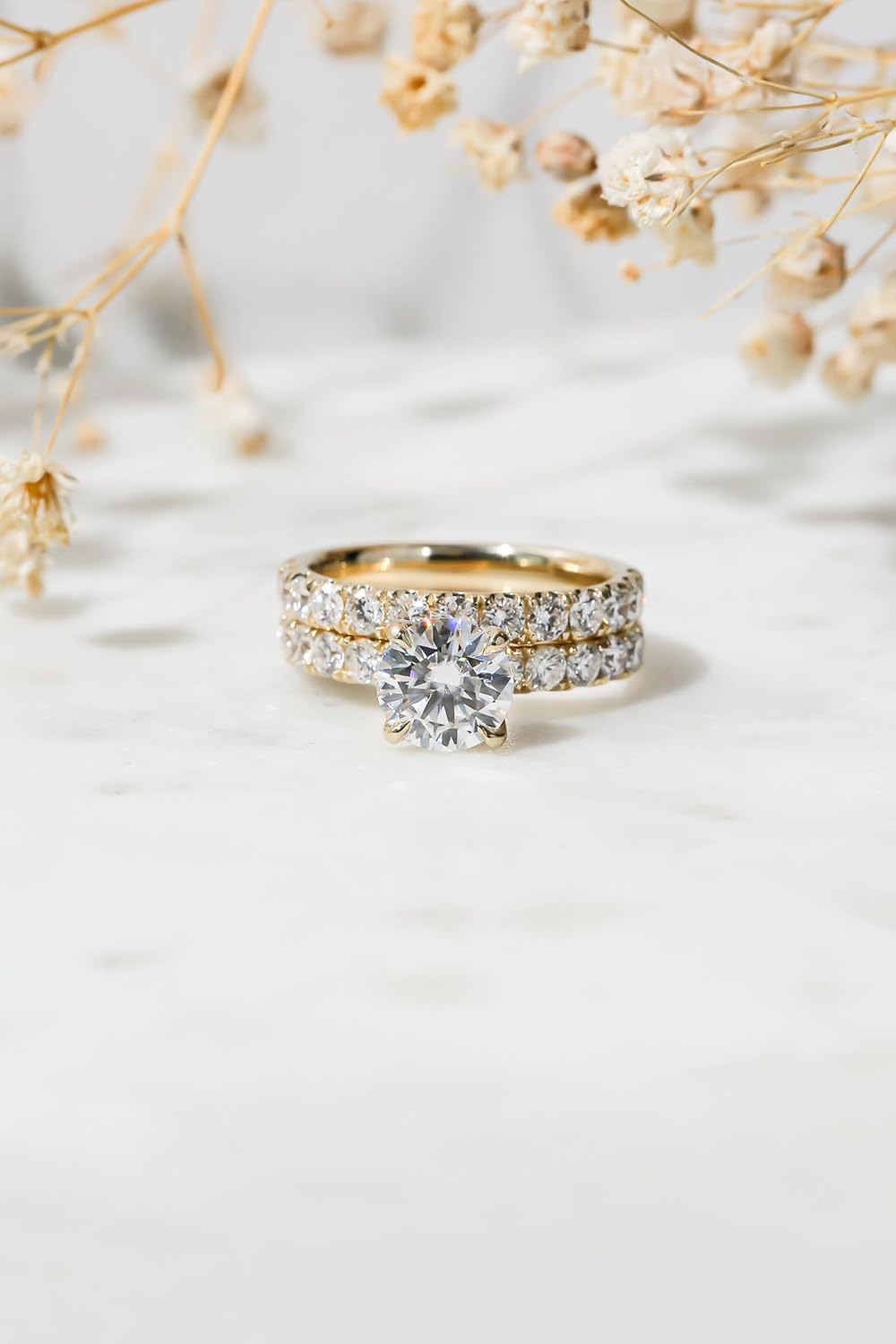 Kobelli Certified 3.90ct.tw Florence Flame French Pave Lab Grown Diamond Bridal Set 14k Gold (DEF/VS)