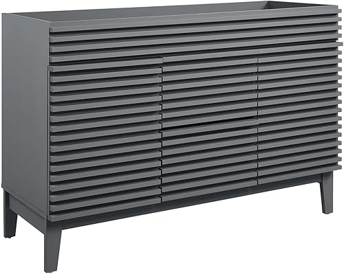 Vista 16 de Modway Render - Mueble de baño de estilo moderno de mediados de siglo con lavabo, color blanco y negro