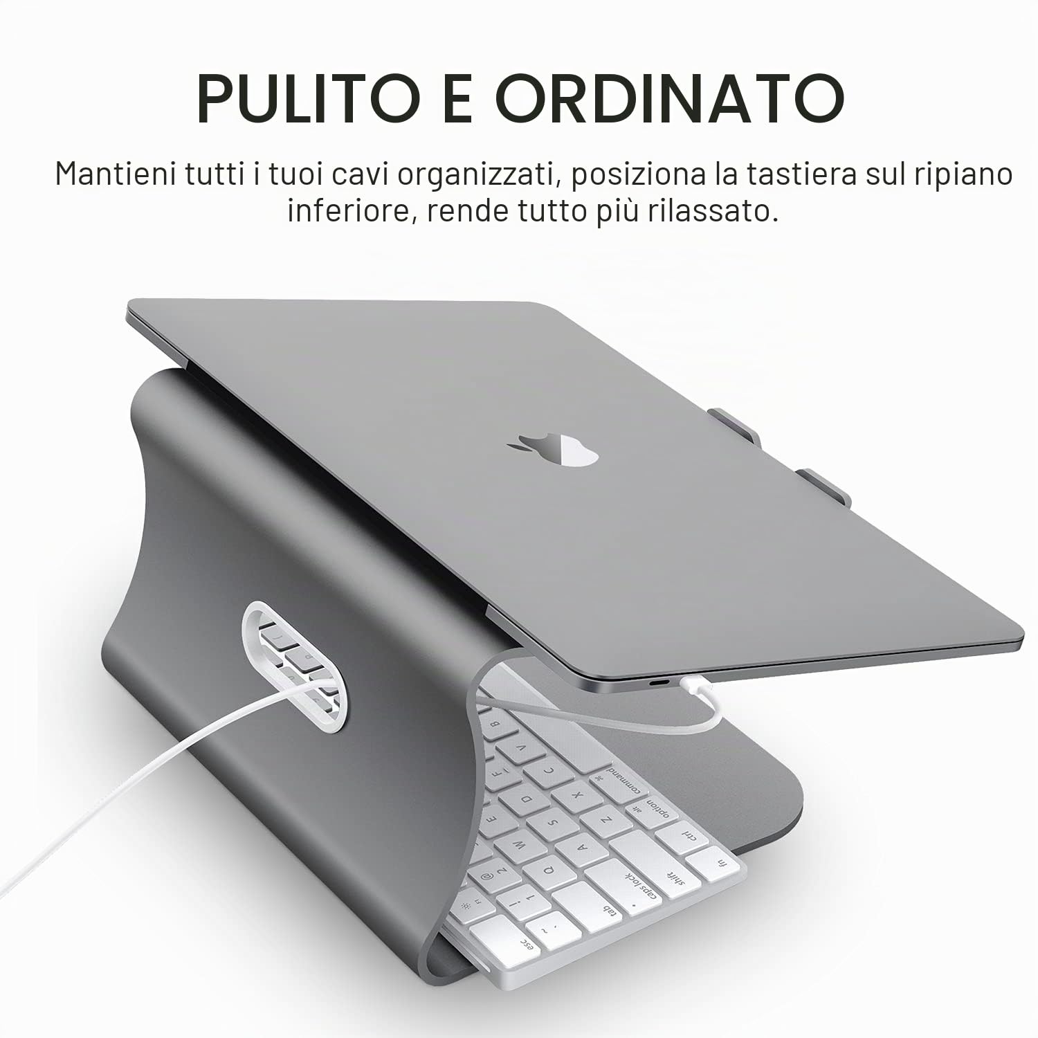 Supporto per Laptop Supporto PC Portatile, Ergonomico Porta PC, Ventilato Alluminio Laptop Stand Compatibile con MacBook Air, PRO, dell XPS, Samsung, Altri 10-16" Tablet (Space Grey)