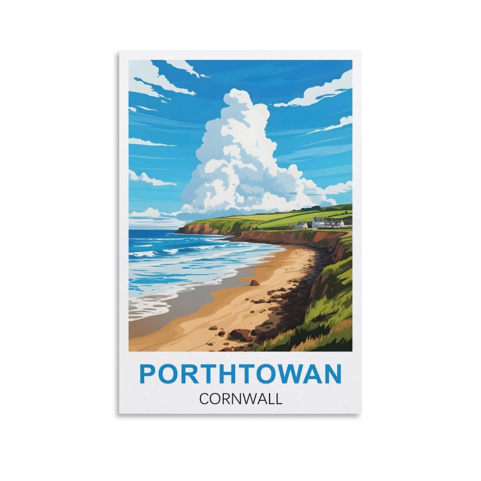 Ezmlfa S256 Diy Diamond Painting,Porthtowan Cornwall 5D Diamond Art Diy Cross Stitch Crystal Rhinestone Embroidery Pictures Craft For Home Wall 50X60cm