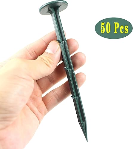 Miniatura 9 de Paquete de 50100150 estacas de plástico para césped de jardín de 6 pulgadas, anclajes de paisaje, clavos inoxidables para bordes de césped, tela de