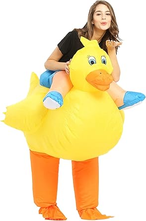 Inflatable Duck Costume Adult Ride On Duckie Blow Up Animal Halloween Party Suit Inflatable Duck Costume Adult Ride On Duckie Blow Up Animal Halloween Party Suit