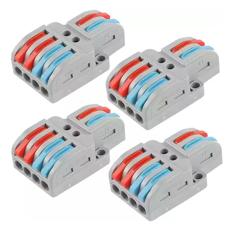 ROBOWAY 2in 4 out Push-in Lock Universal Connector Wires Size 0.08-4.0sqmm 28-12AWG Terminal Block Connectors, Lever Wire Connectors Wire Connector (PCT-SPL-42, 4PCS)-image-14