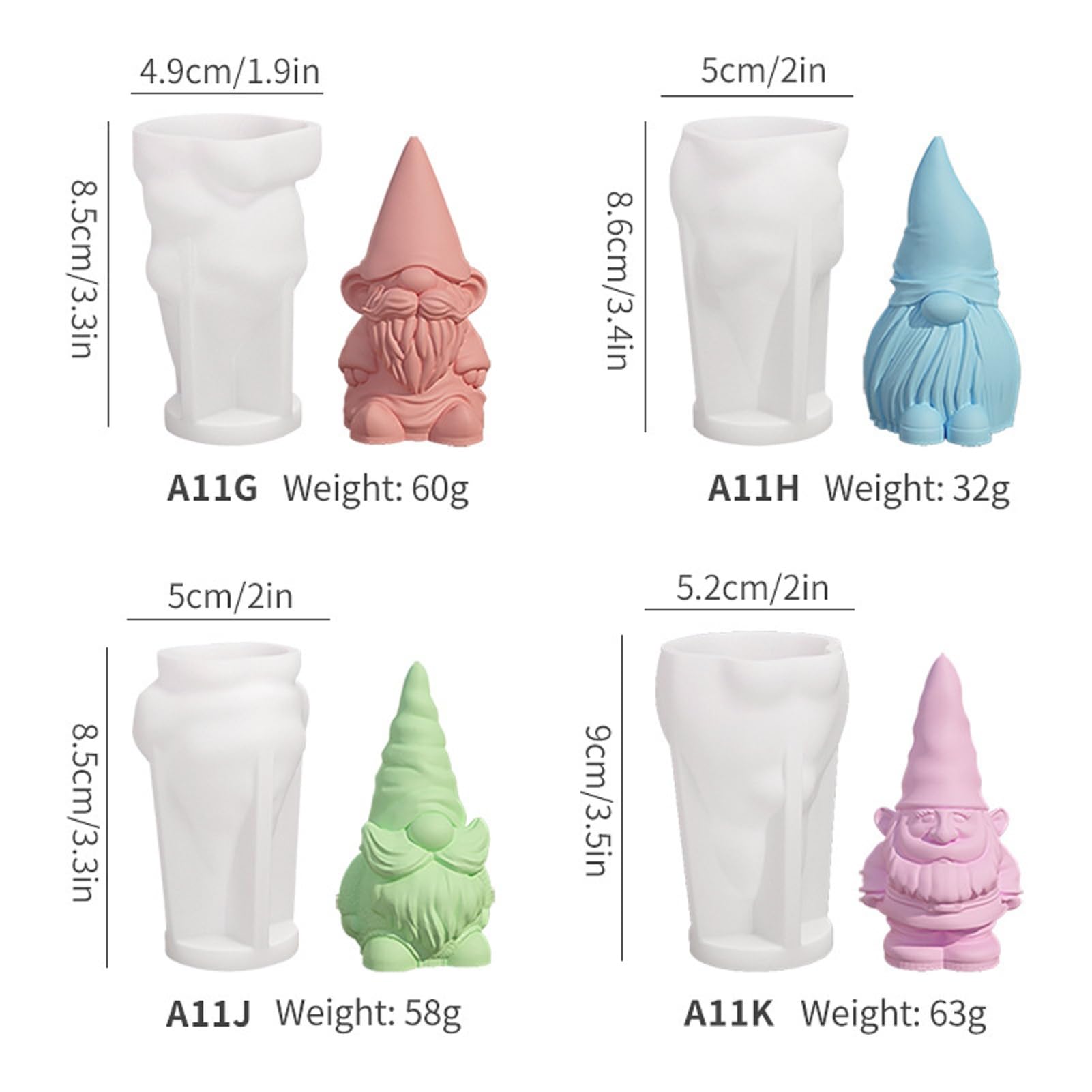 peiyee Stampi in Silicone 3D a Forma di Babbo, Due Diversi Stampo per Candela di Babbo