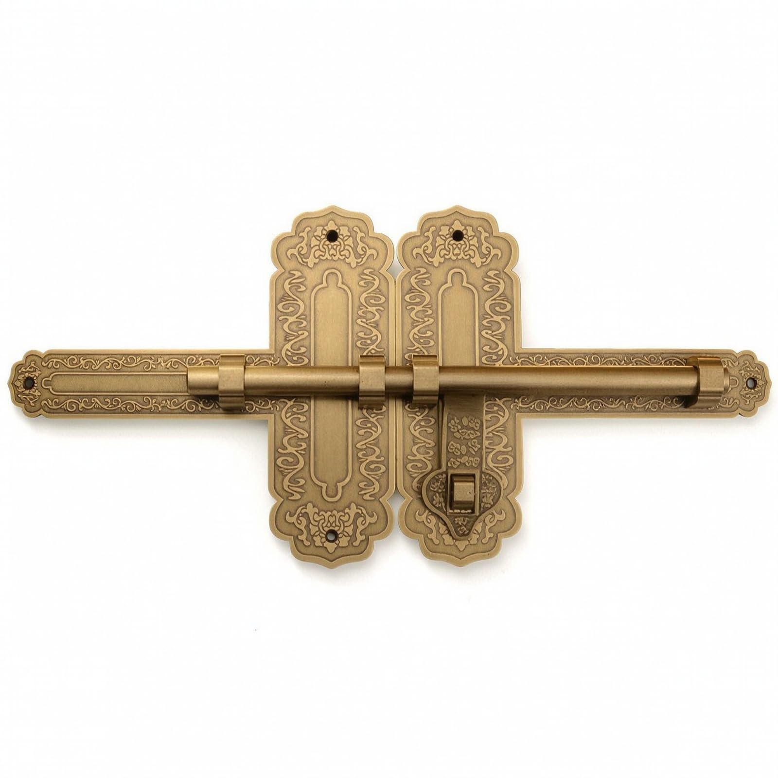 Cerrojo Puerta con Cierre con Llave corativo Cerrojo Puerta Antiguo Pasador para Patio, Bronce, 40cm