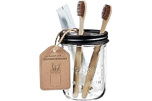 Amolliar Mason Jar Toothbrush Holder - Farmhouse Bathroom Organizer