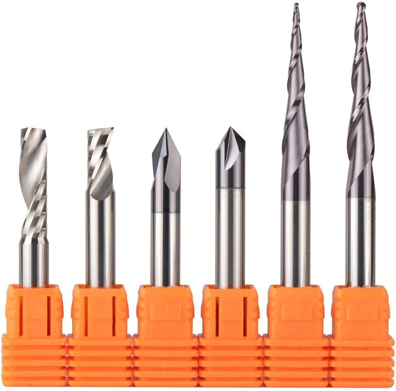 Carbide Square End Mill CNC Carbide Engraving Bits Milling Cutter Woodwork Set 3.175mm 6.35mm 6mm Shank Router Bits for Carving Wood Tools(Single Flute 2 9pcs)