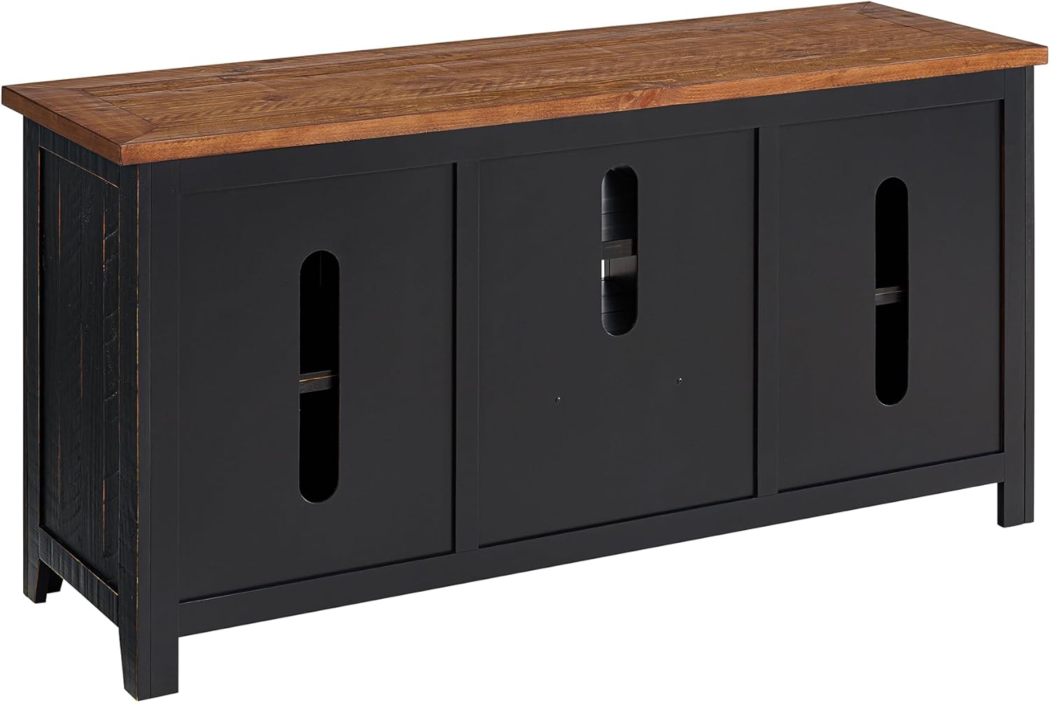 Martin Svensson Home Monterey 60" Black and Honey Solid Wood TV Stand with Storage