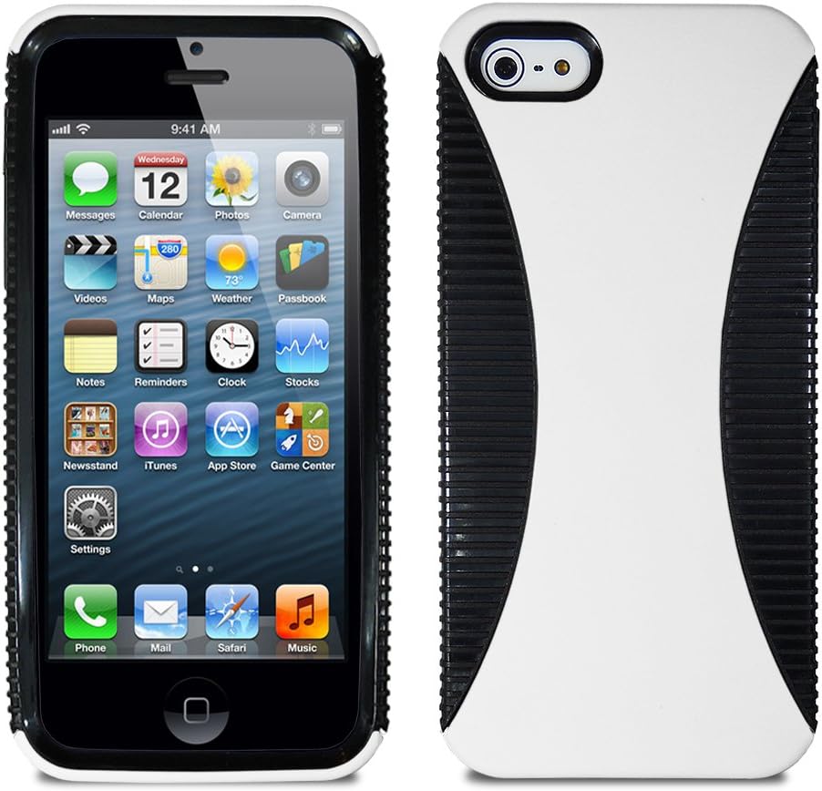 Lumii Ark TWIST Series Hybrid PC + TPU 2 in 1 Protector Skin Cover Case for Apple iPhone 5 - Black/White
