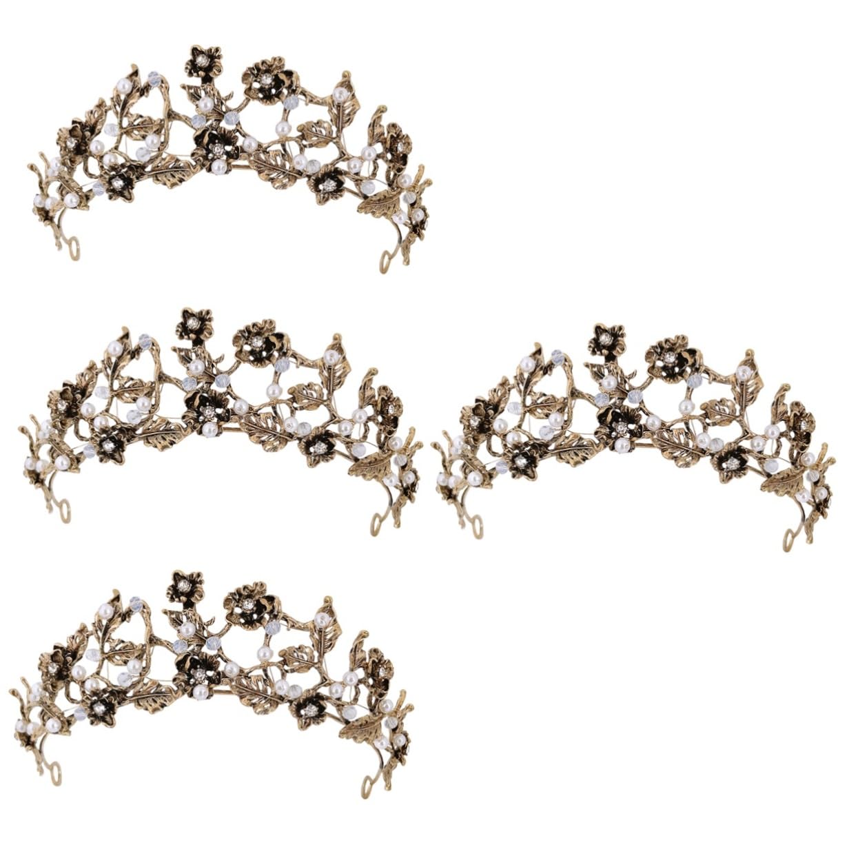FRCOLOR 4 Stück Krone Zubehör Perlenelemente Haarschmuck Kopfschmuck Zubehör Abs Kopfbedeckung Verzierungen Zum Basteln Brautaccessoires Kopfbedeckung Für Golden Strasssteine