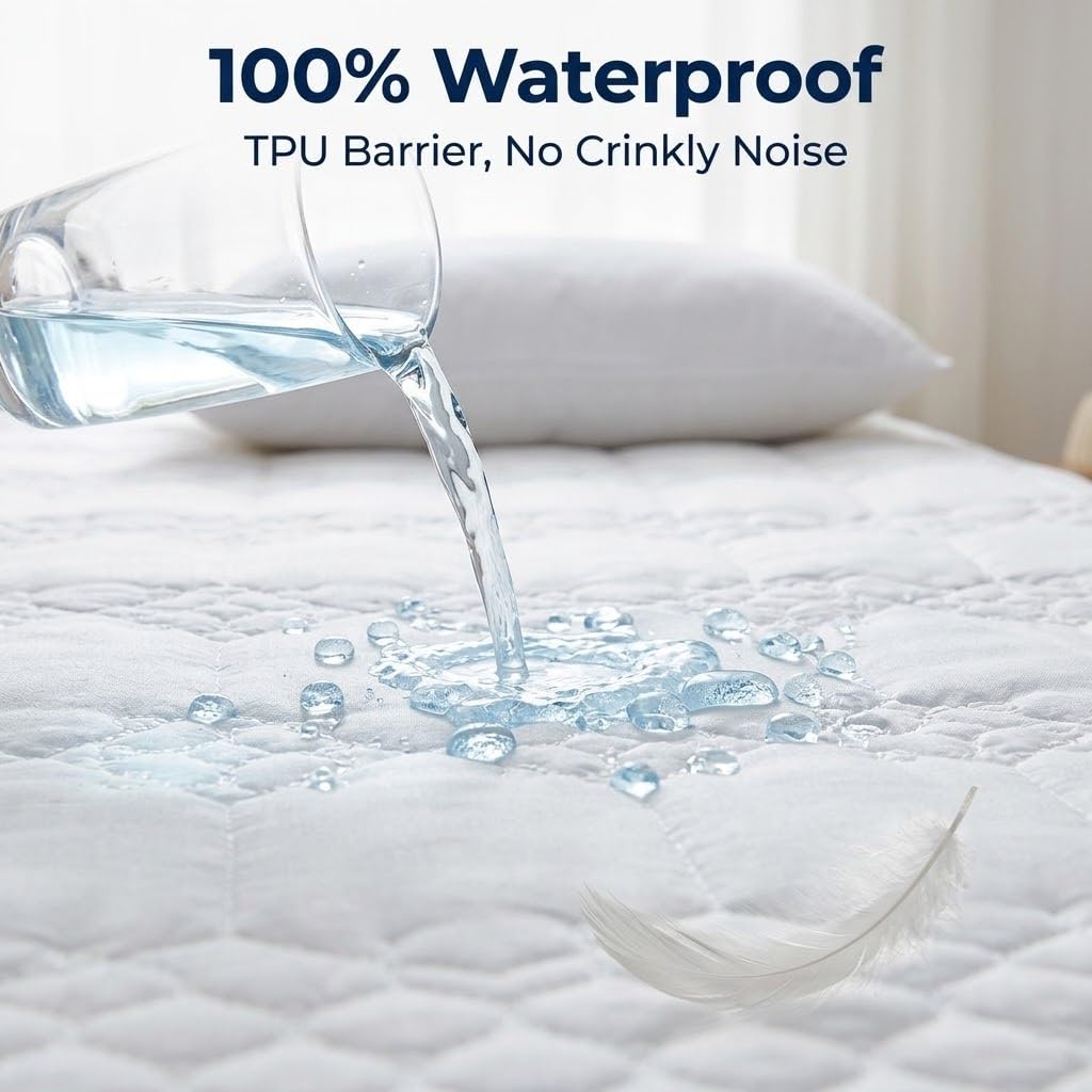 Protector de colchón Impermeable, Funda para colchón de 30 cm de Profundidad, para Dormitorio de Hotel o casa (Verde, Twin XL)