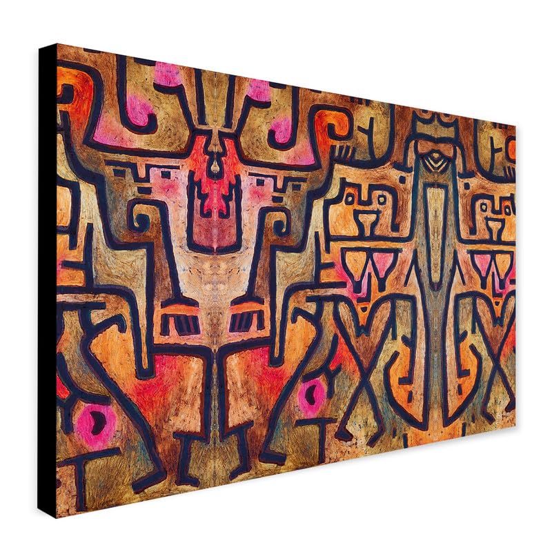 Forest Witches - Abstract Wall Art by Paul Klee 1938 - Wrapped Framed Canvas Wall Art (A3 [16 x 12 inch / 41 x 30 cm])