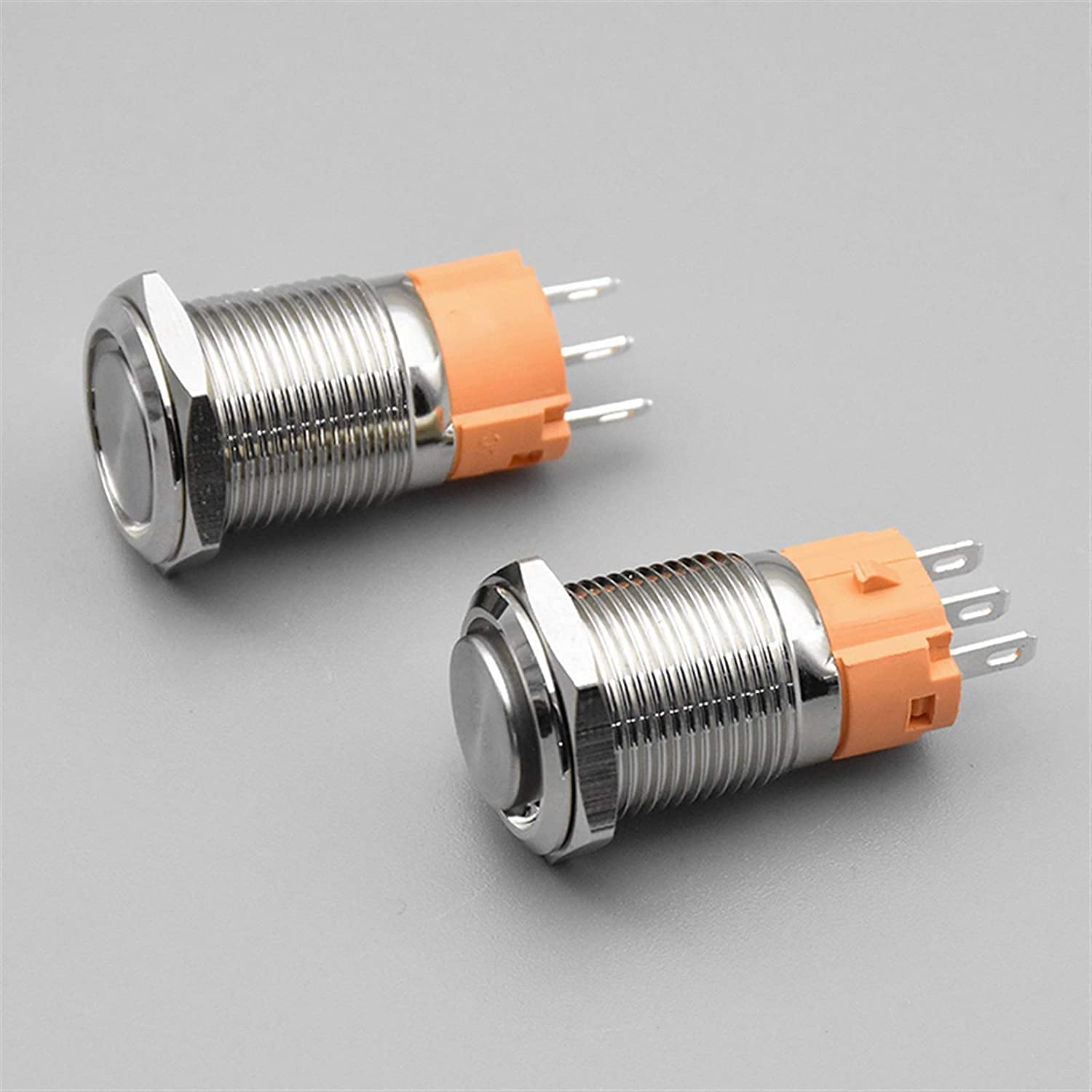 Bouton poussoir en métal à tête plate auto-verrouillable/réinitialisation IP67 1NO 1NC 16 mm 19 mm 22 mm 3 broches