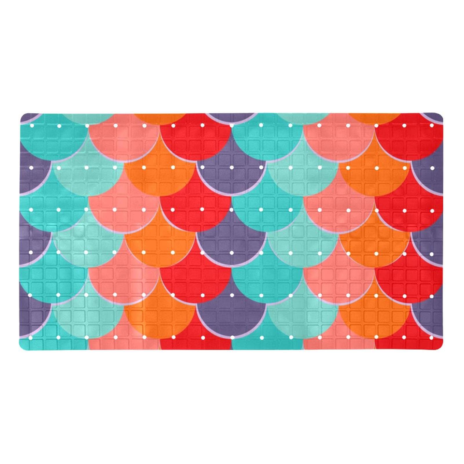 Tapis de bain antidérapant PVC motif écailles de poisson lavable pour douche