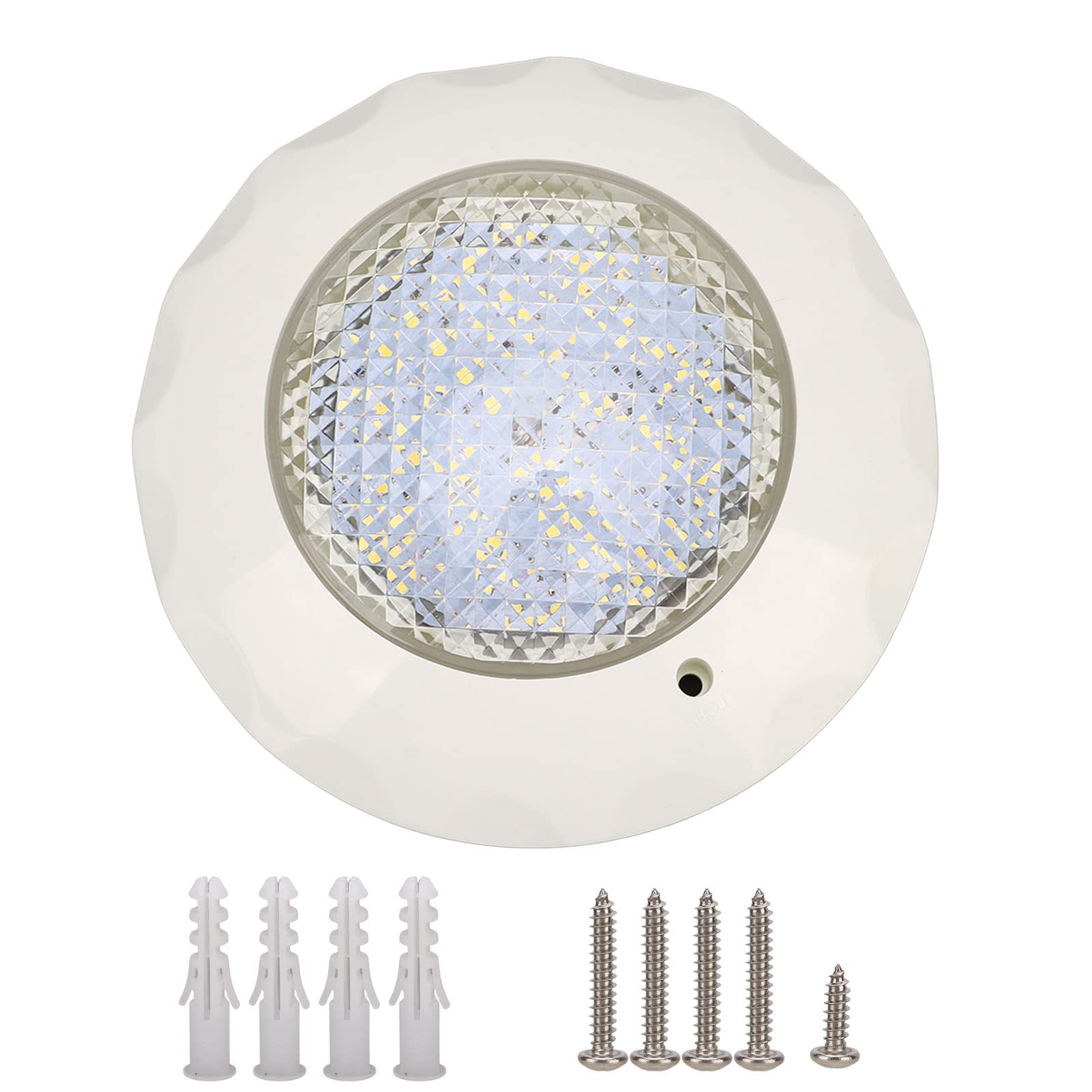Aramox LED-Poolleuchte, ABS-PC, Unterwasser-LED-Licht, AC 12 V, 15 W, IP68, mit Wandmontageplatte, mit Epoxidharz Gefüllt, 50.000 Stunden, Weiße Poollampe für Schwimmbäder, Brunnen, Teich, Aquarium