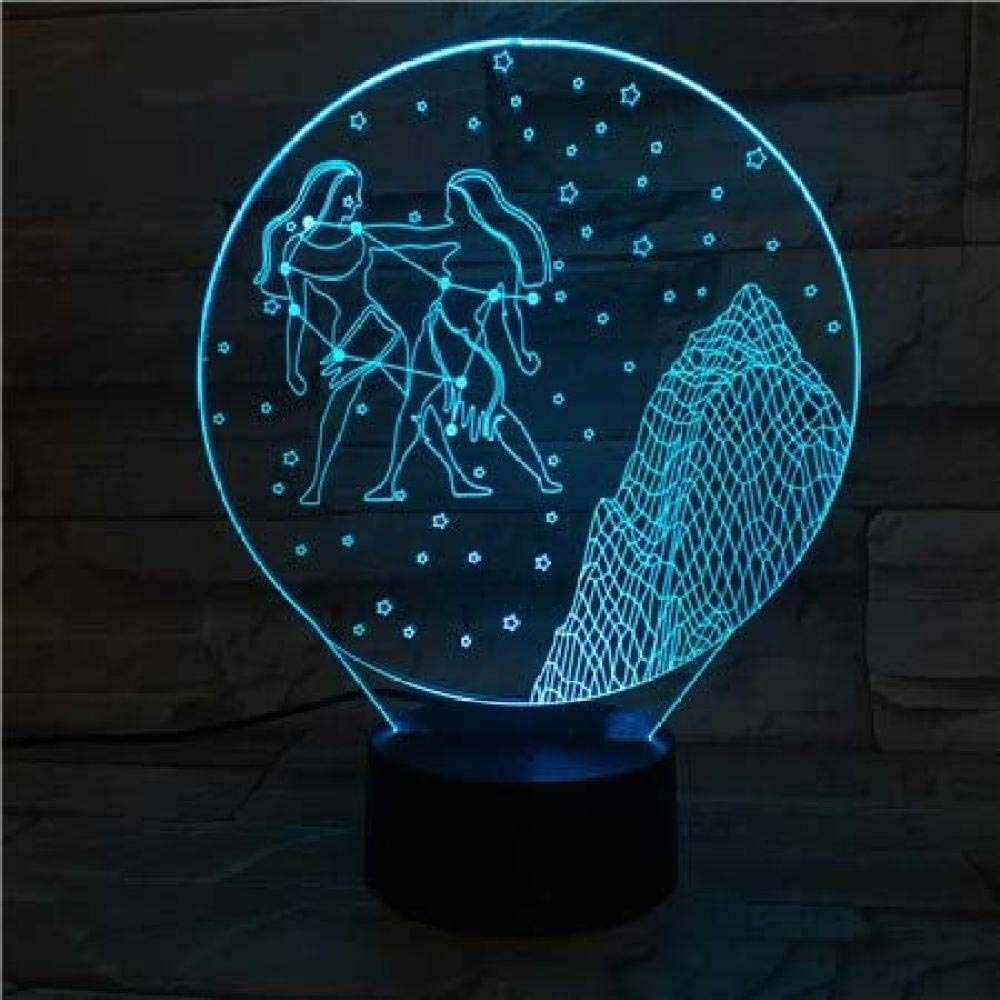 althiqahkey Western Zodiac Signs LED Night Light 7 Colors 16 Colors Changing Kids Baby Night Light Gift Gemini Desk Lamp
