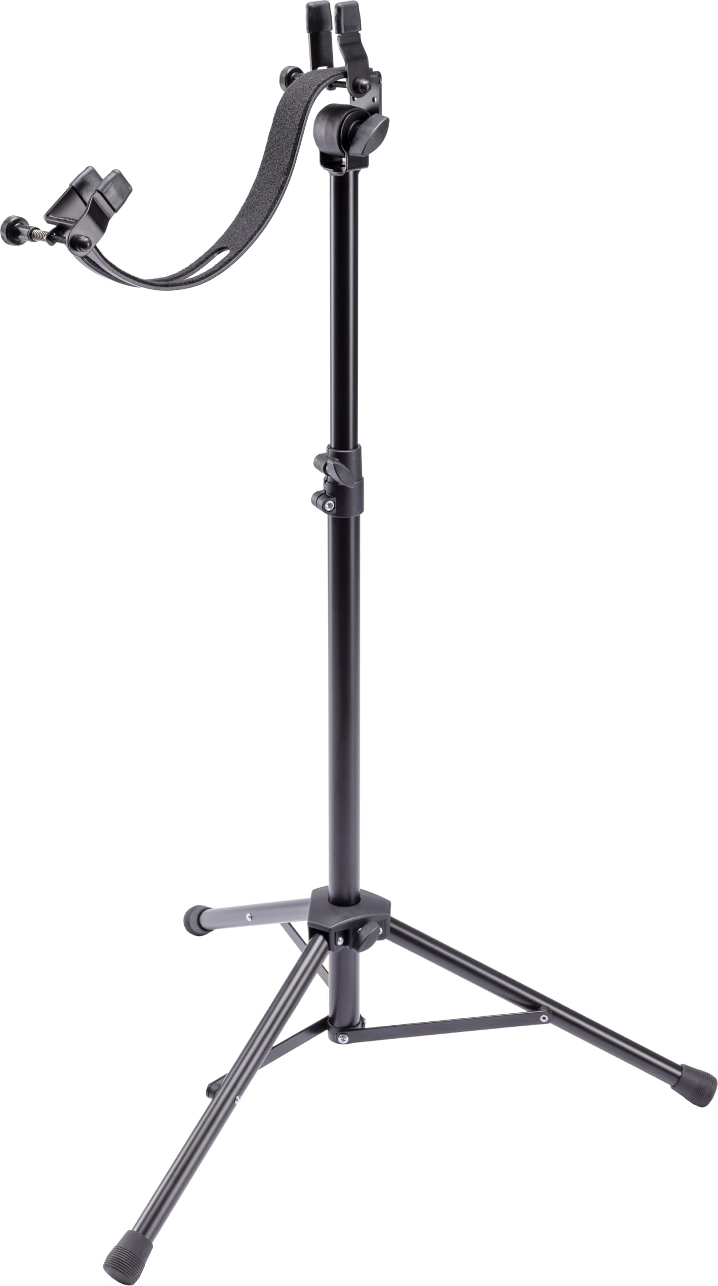 K&M 14765 - Supporto ergonomico per chitarra elettrica, per suonare da seduto e in piedi, regolabile in altezza e inclinabile, colore: nero