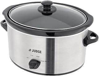 Judge JEA35 - Olla de cocción lenta eléctrica grande de 3,5 l 180 W con olla de cerámica extraíble, hasta 4 porciones, 2 años de garantía, color gris