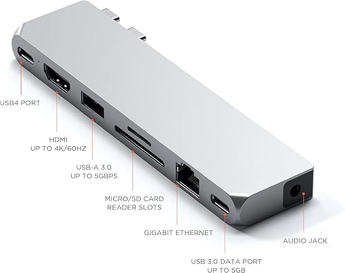 Miniatura 6 de Satechi Adaptador multipuerto USB C Hub Pro Hub Max - USB4, datos USB-A, datos USB-C, Gigabit Ethernet, puerto SDMicro SD y conector de audio, para