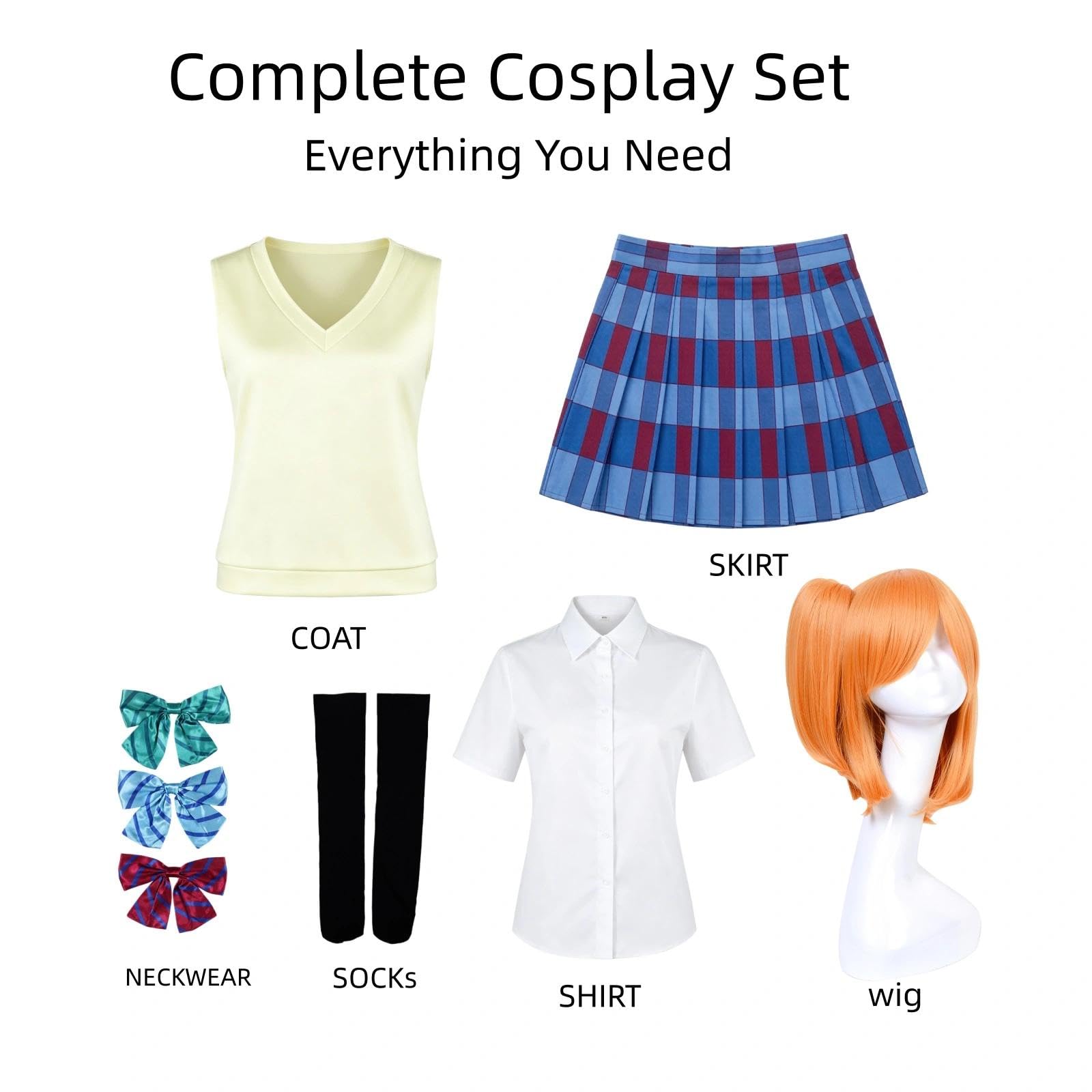 Halloween Kostüm für Erwachsene, Karneval Rollenspiel Cosplay Komplettset – Honoka Kousaka Stil