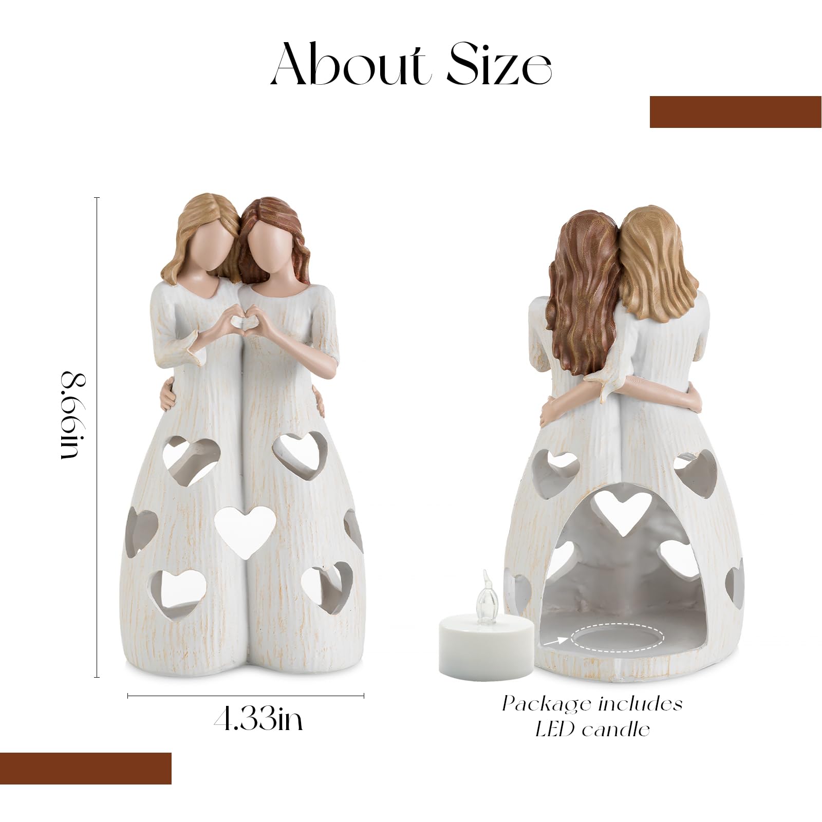 Candeldo 【Schwester Geburtstagsgeschenke für Frauen】 Einzigartige Wohnkultur bedeutungsvolle Geschenkideen für Bestie Kerzenhalter Figur