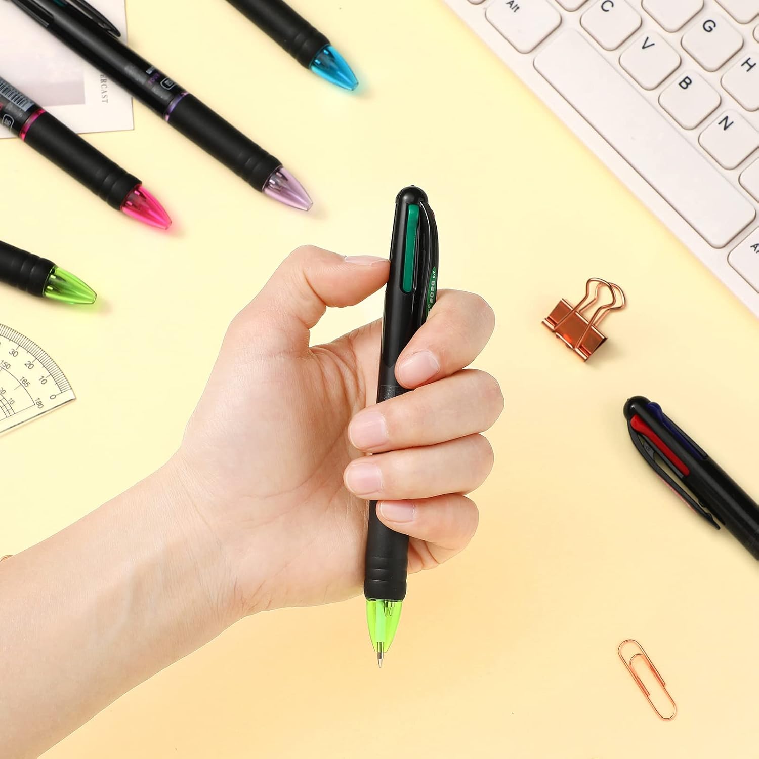 Geyee 48 Pack 4 in 1 Multicolor Ballpoint Pen Gift, 4 Color 0.7 mm Retractable Ballpoint Pens, Colored Multiple Tip, Gel Ink for Teacher Office Nurse Gift