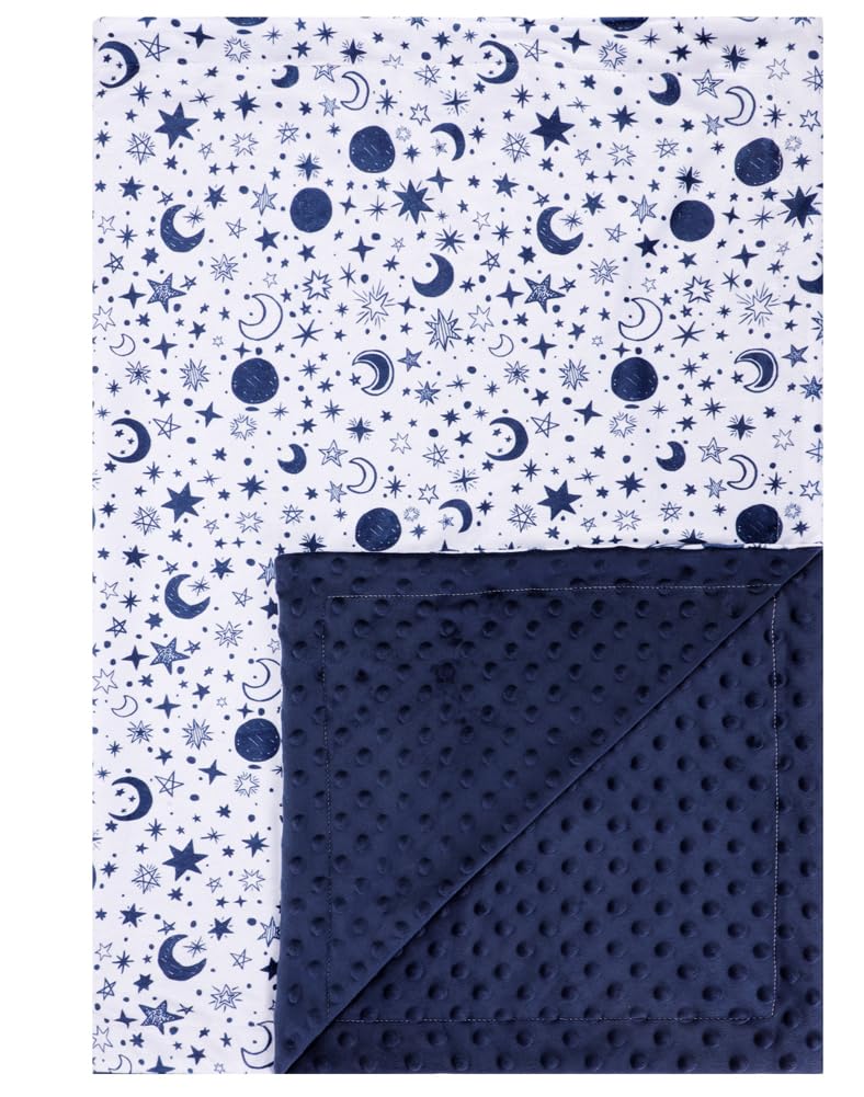 Baby Blanket 30x40 Inch | Black Moon Star Print, Super Soft Minky, Double Layer, For Newborns, Nursery, Stroller