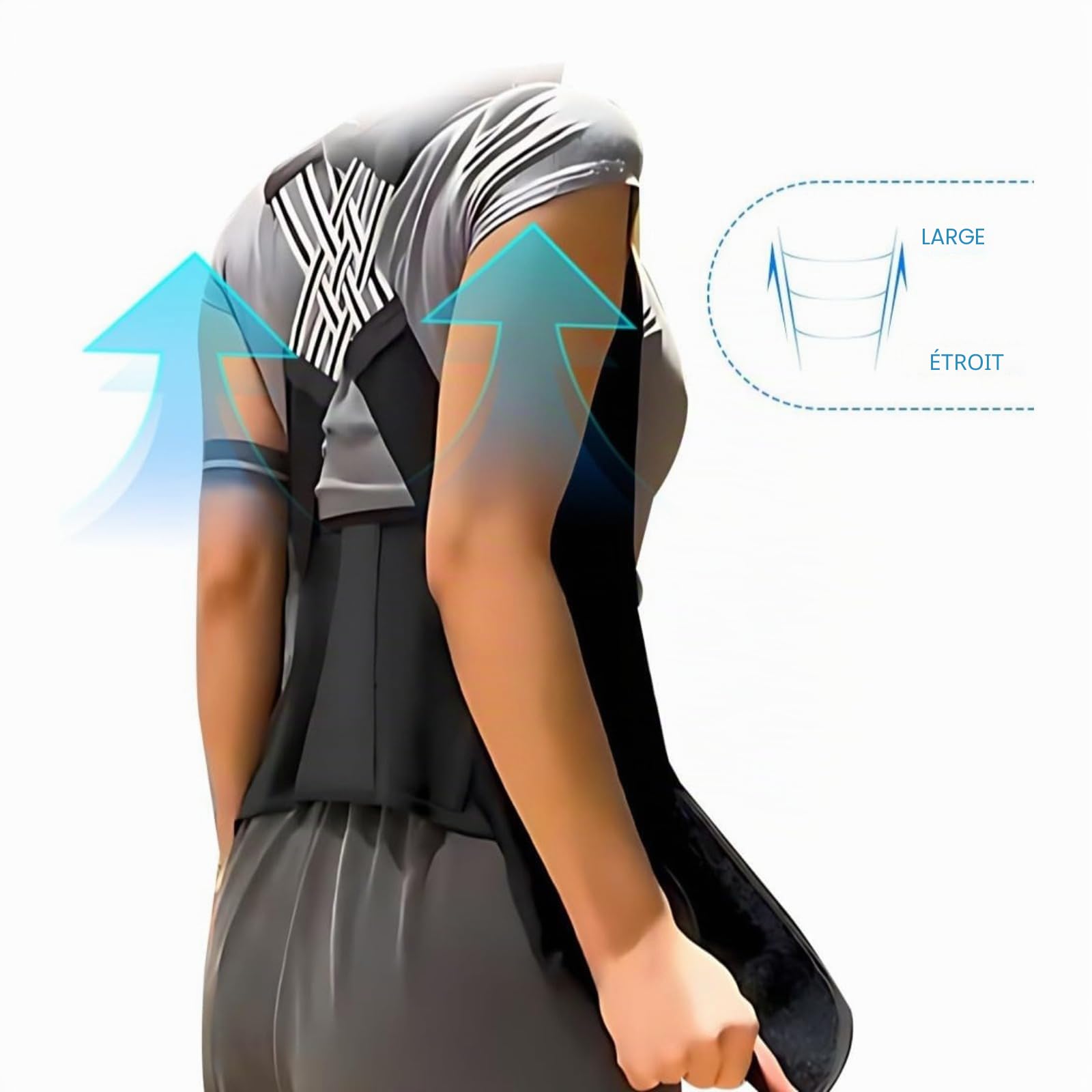 Cerviless Pro Correcteur de Posture - Soutien Dorsal pour Douleurs Nuque/Dos, Idéal Bureau/Conduite/Jeux/Ordinateur (Noir,L (100-130))