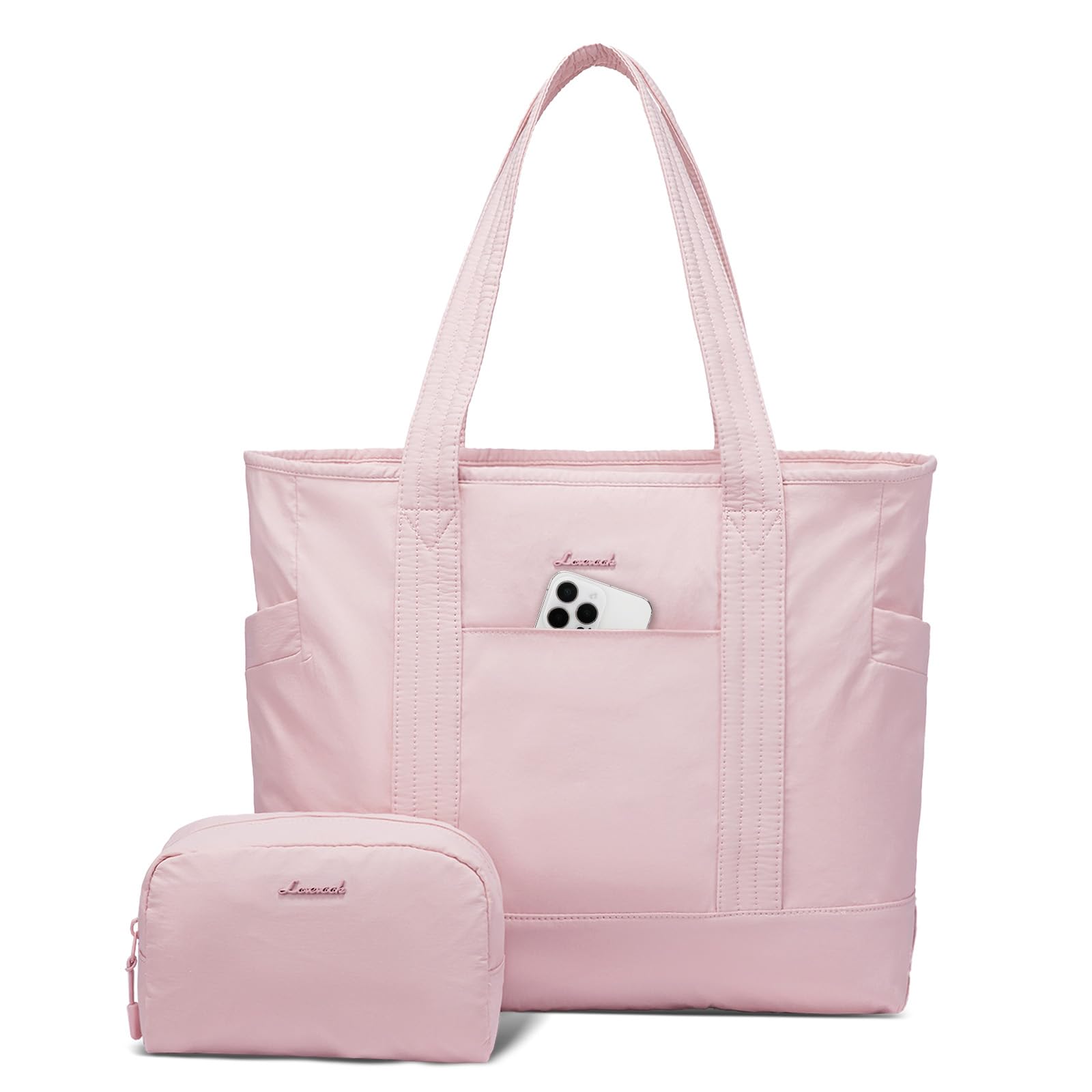 LOVEVOOK Shopper Tasche Damen 17.3 Zoll Laptop Handtasche Elegante Gym Tote Bag Women Arbeitstasche Aktentasche Lehrertasche Bürotasche Einkaufstasche Tragetasche für Business Reisen Sport Daily Rosa
