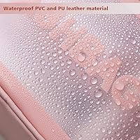 Vista 4 de Neceser de viaje para mujeres y hombres, bolsa de ducha translúcida mate con asa práctica, bolsa organizadora de cosméticos de maquillaje para Rosado