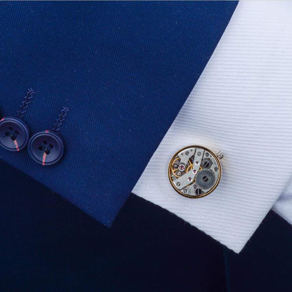 Produktbild von 1 Paar Manschettenknöpfe, Cufflinks Herren Zahnräder Uhrwerk