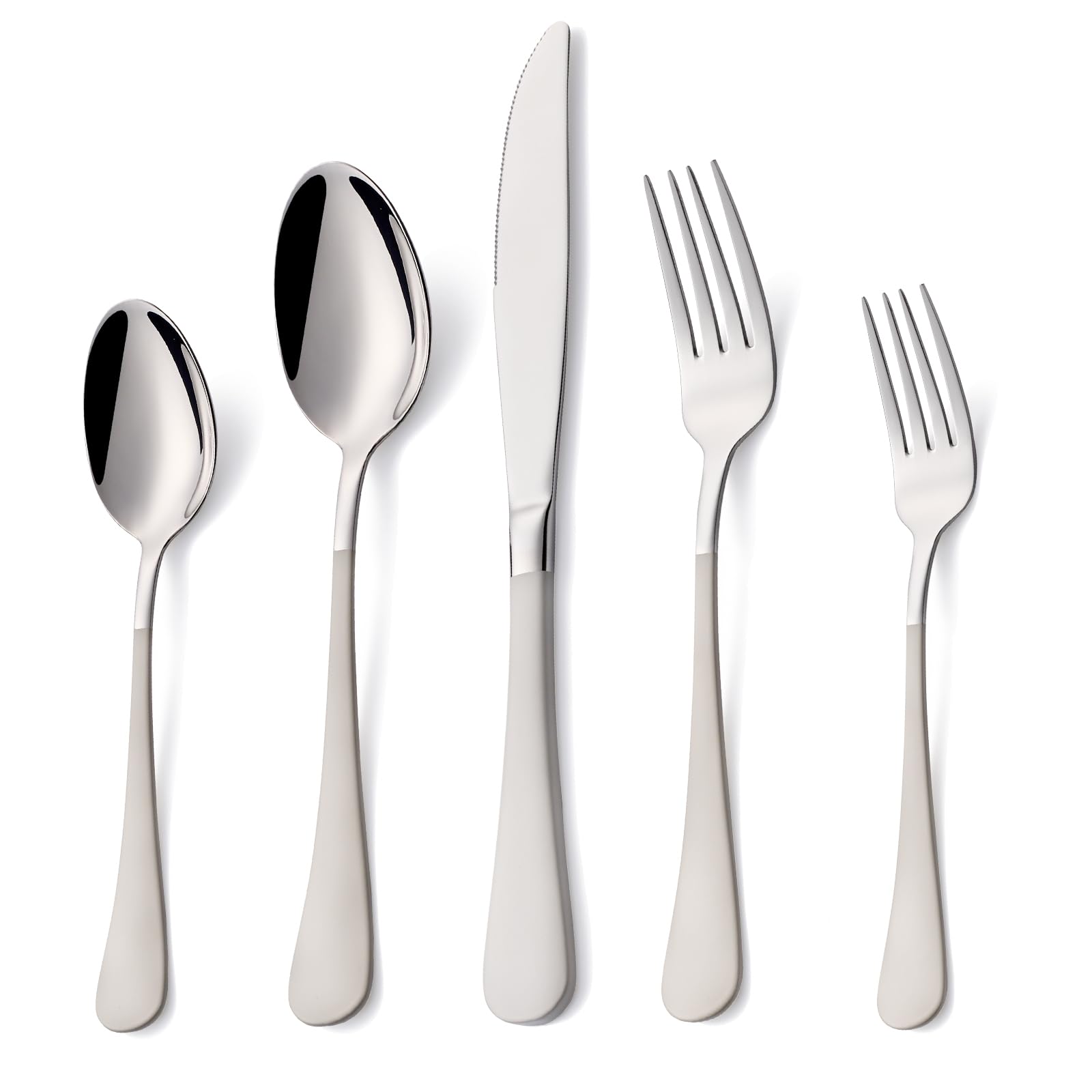Lekoton 20 Piece Cream Grey 18/0 Flatware Utensil Set for 4