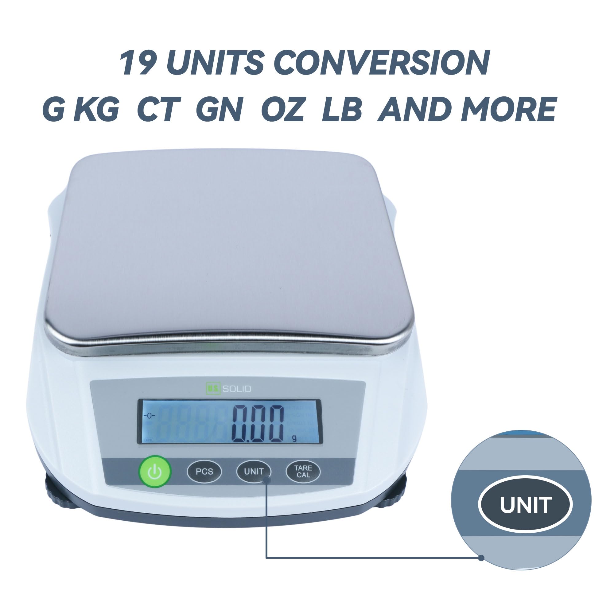U.S. Solid Báscula digital 5000 g x 0,01 g - Báscula analítica precisa para cocina, joyería y pesaje científico - 100-240 AC
