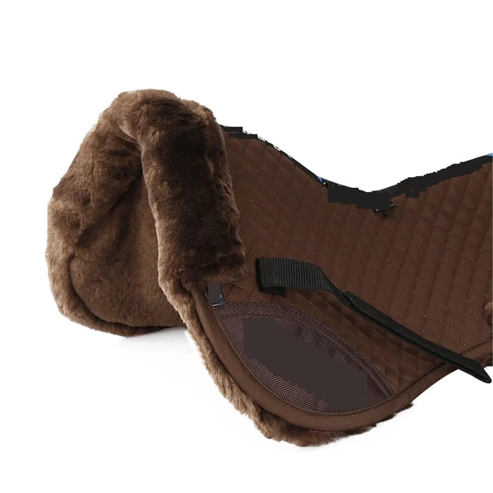 Mantilla para Caballo Almohadilla de sillín ecuestre de pelo de cordero Artificial, equipo a prueba de golpes, amortiguación al montar a caballo(Brown L)
