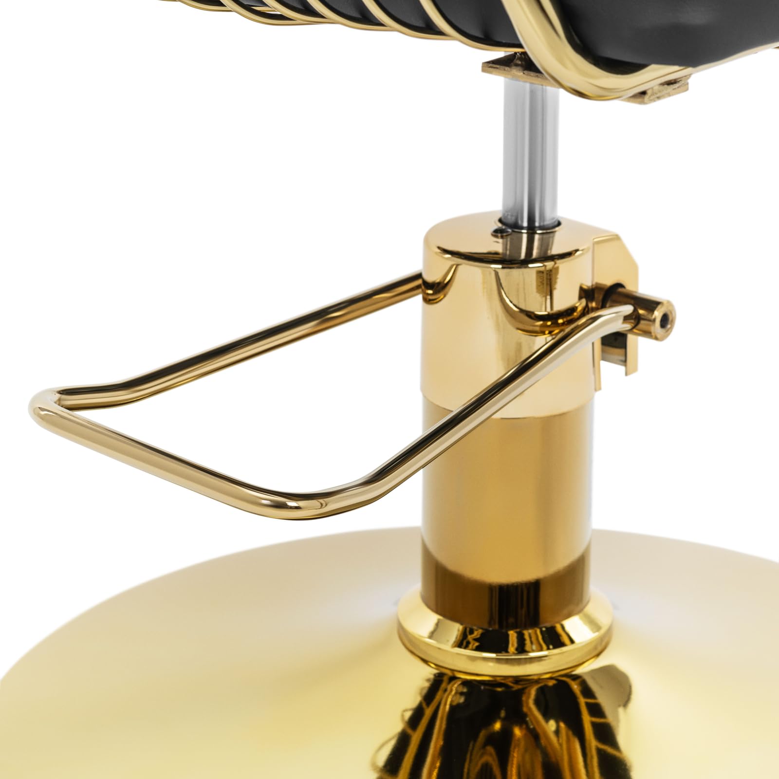 Physa Friseurstuhl mit Fußstütze golden schwarz 360° drehbar Edelstahl Kunstlederbezug 200 kg Barberstuhl höhenverstellbar