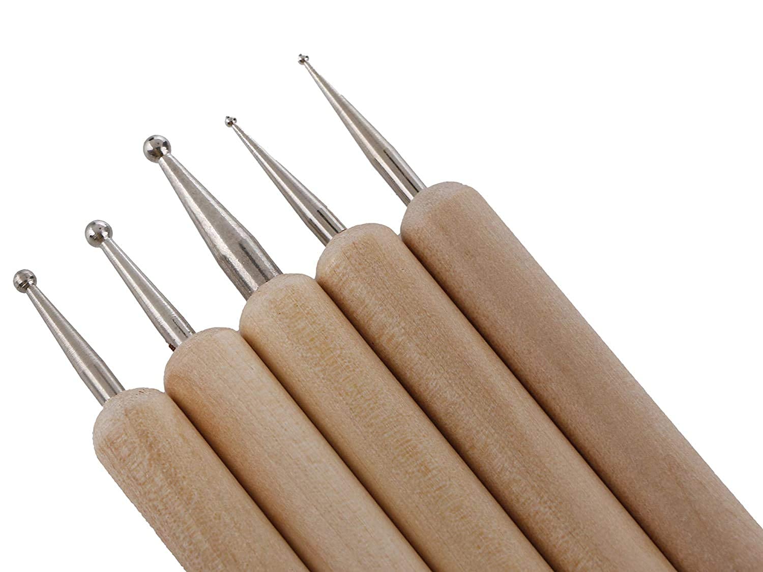 Kira 5 Piece Wooden Embossing Dotting Tool Set for Mandala Clay Pottery Ceramic Nail Art and Clay Sculpting Modeling Tools 1