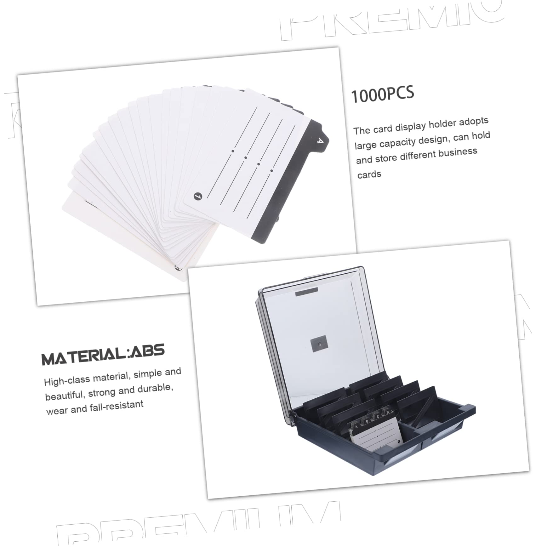 NUOBESTY Visitenkartenbox Einfacher Abs Karten mit 1000 aus Kapazität und Transparente Robuster Kartenorganisator Eleganter Kartenhalter für Büro Professionellen Schreibtisch