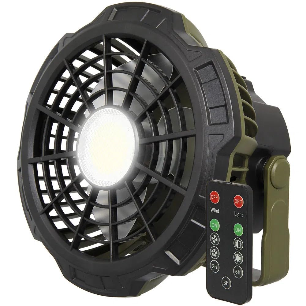 NGT Ventilatore da bivvy XL 3 in 1 ricaricabile con luce LED e powerbank da 2000 mAh, ricarica USB, 3 velocità di ventilazione, 3 modalità di illuminazione, telecomando rotazione a 180°, ideale per