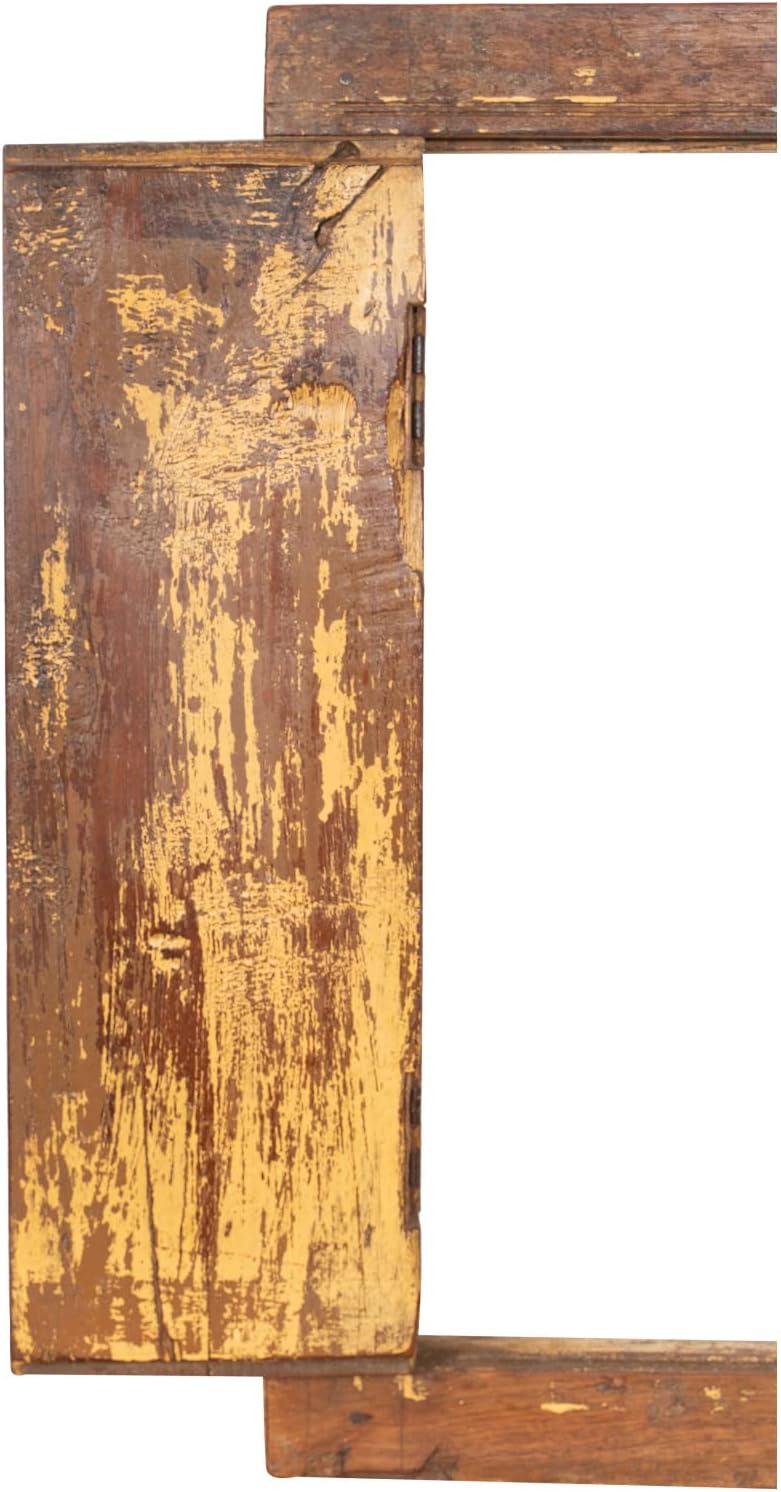 Antique Solid Wood Window 48 x 62 cm | Decorative and Functional Wooden Windows | Vintage Wood Window