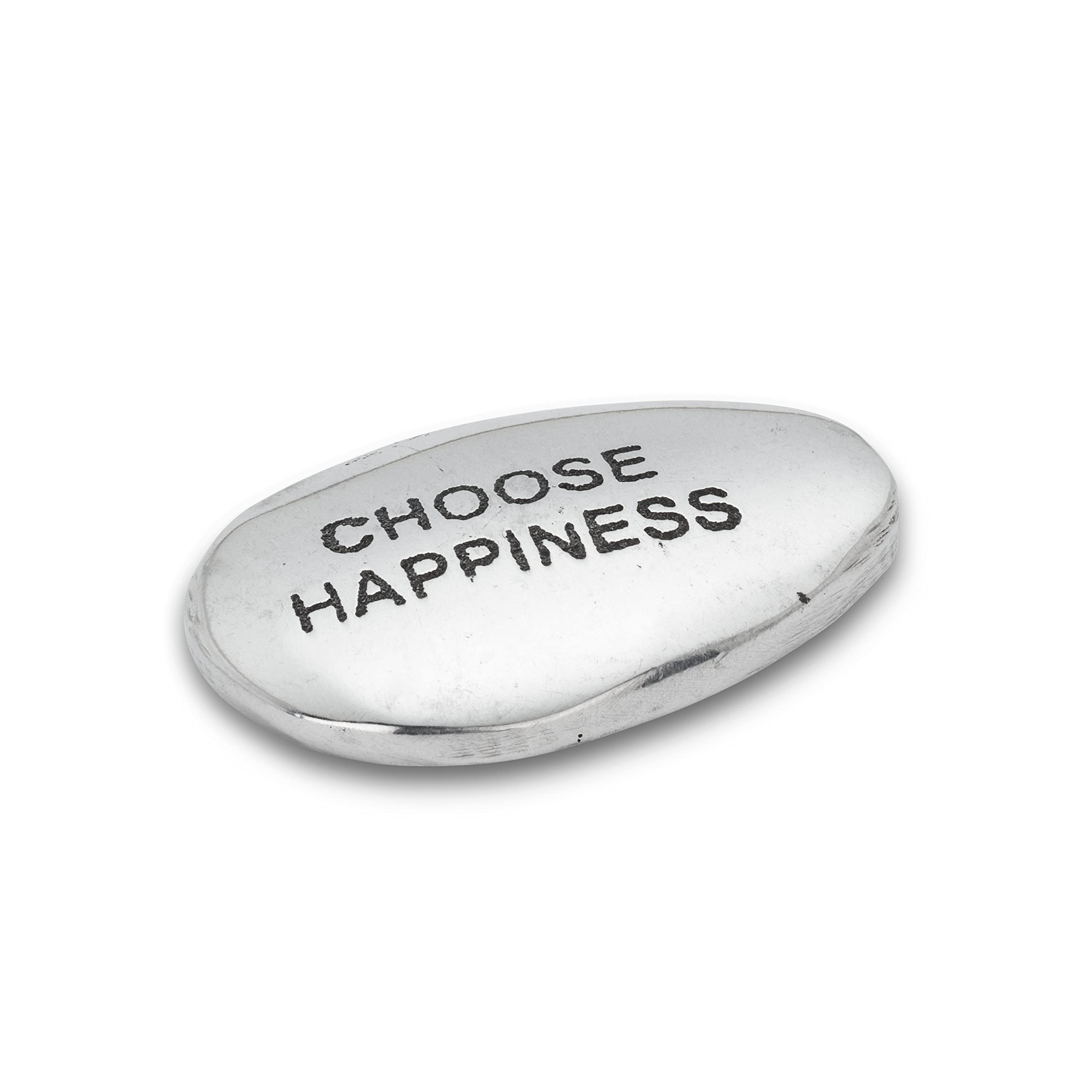 Abbott Collection 30-ALU-197 Engraved Pebble-Choose Happiness, Silver