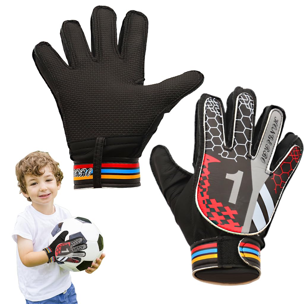 Proberos® Goalkeeper Gloves for Kids Fashion Buffer Gloves with Adjustable Wrist Band, Anti-Slip Strong Grip Football Gloves for Game, Training, Size M