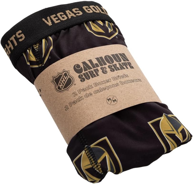Calhoun NHL Surf & Skate Mens Boxer Briefs with Scatter Team Logo - 2 Pack