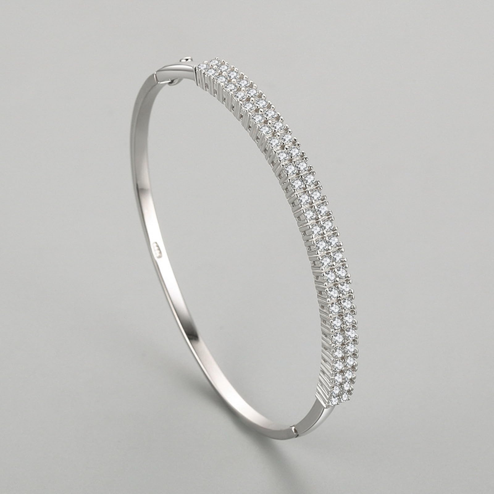 Pulseras de plata de ley 925 con circonita cúbica, pulseras de moda de canal de plata para novia, esposa, ella, adecuada para aniversario